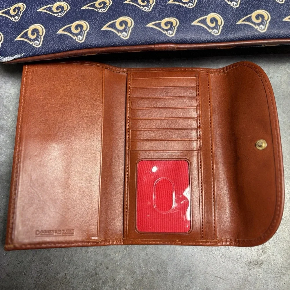 Dooney & Bourke LA Rams NFL Tote Bag Matching Wallet Set Navy Blue Coated Canva
